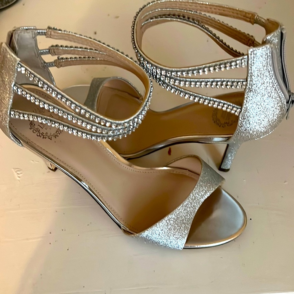 I.Miller Silver Rhinestone Heels